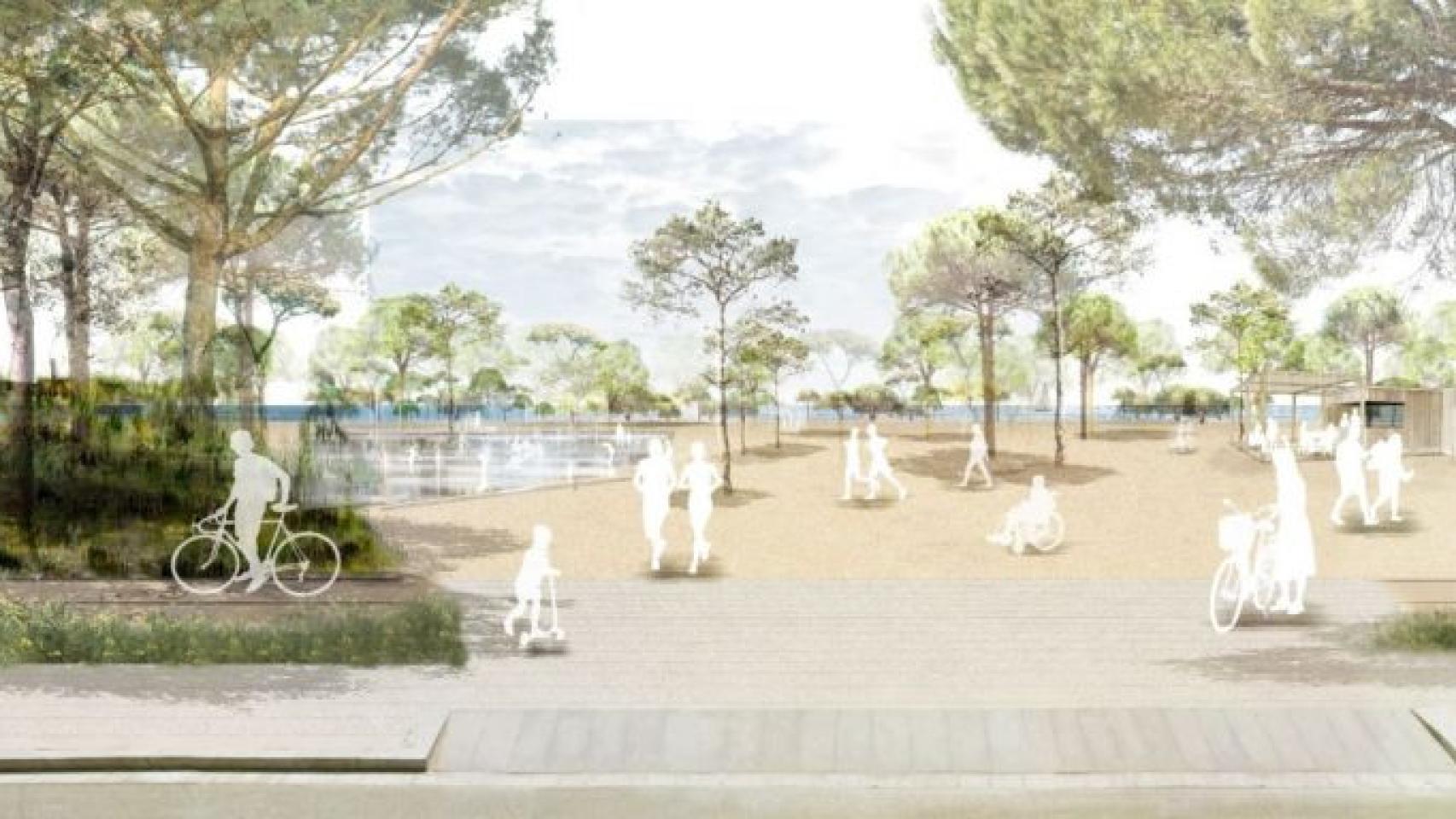 Render del nuevo paseo de la Mar Bella de Barcelona / AJ BCN