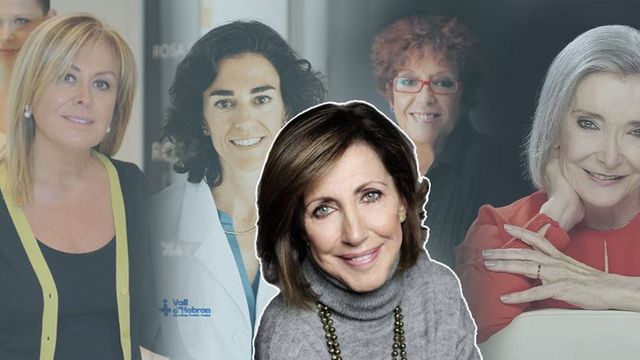 Rosa Cullell, en el centro, con las 'mujeres de Barcelona' de las que hablará en 'Metrópoli' / FOTOMONTAJE-METRÓPOLI