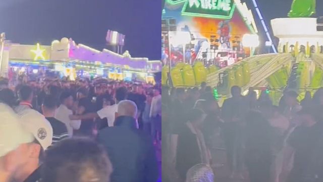 Imágenes de la pelea en la Feria de Abril de Barcelona en la que un joven terminó con la cara cortada / TWITTER - @predatole