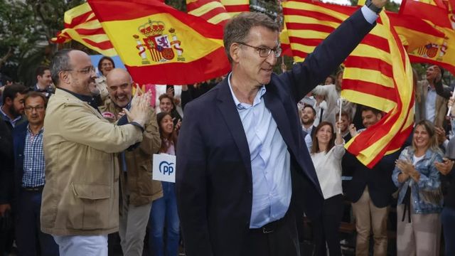 El presidente del PP, Alberto Núñez Feijóo, en un acto en Barcelona