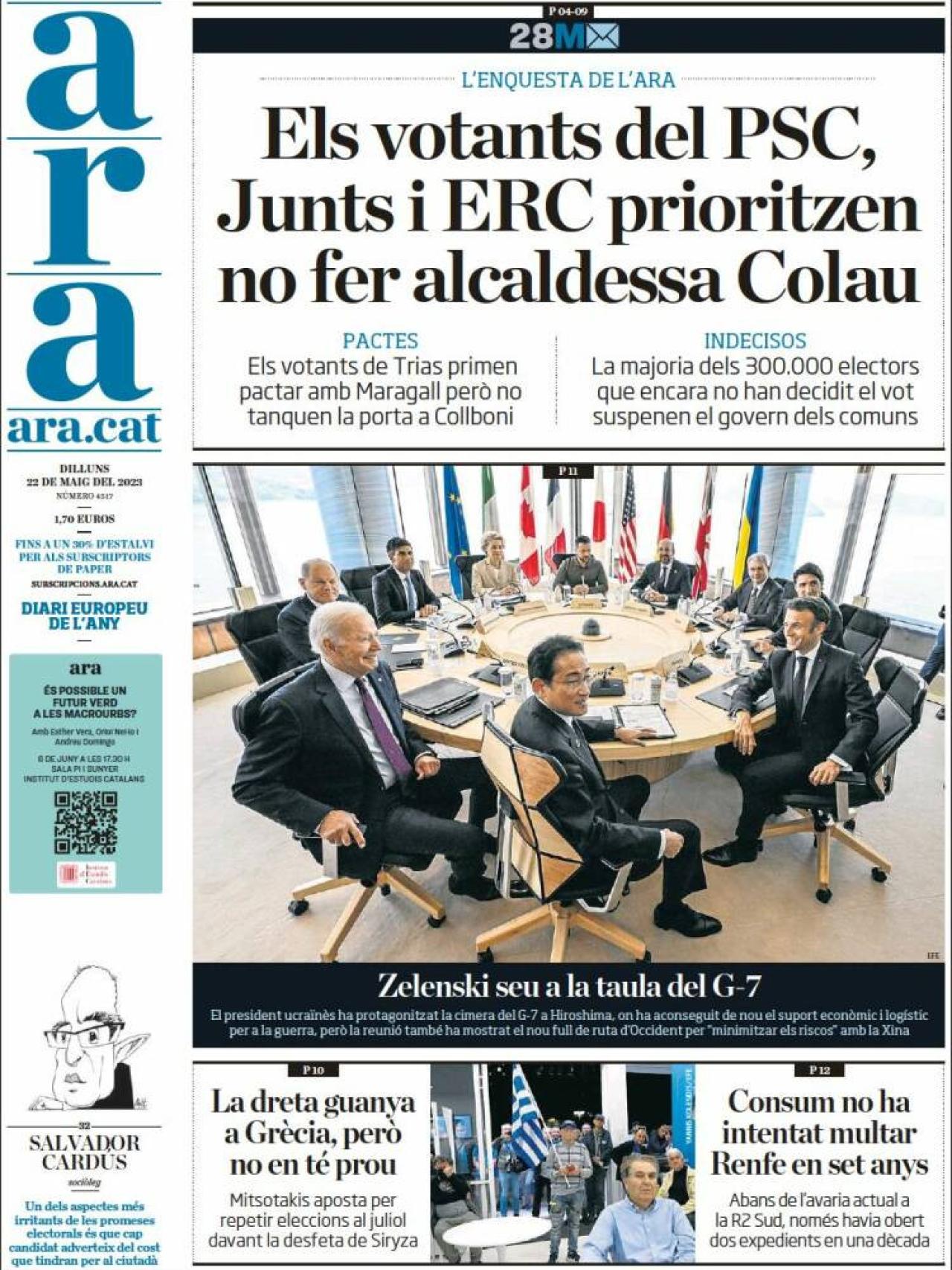 Portada de 'Ara' de 22 de mayo de 2023