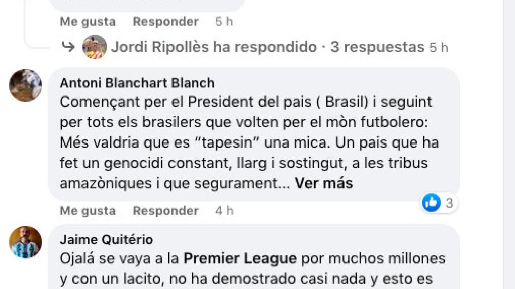 Hilo en Facebook con críticas a Raphinha : REDES