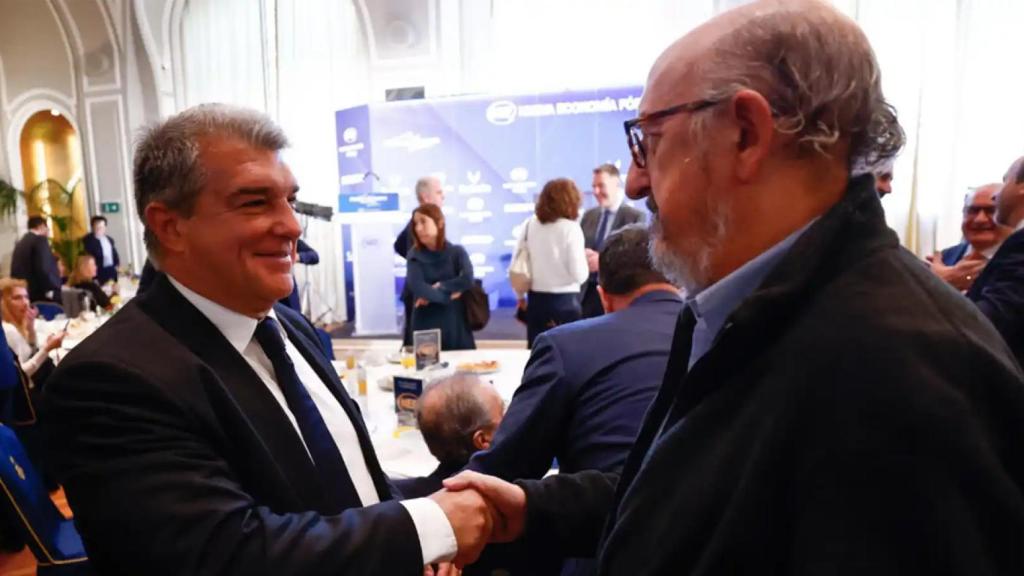 Joan Laporta y Jaume Roures, durante un acto / REDES