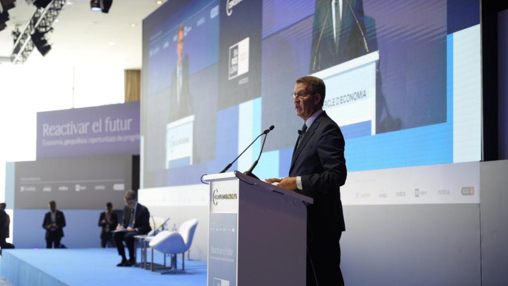 El líder del PP, Alberto Núéz Feijóo, en la reunión del Círculo de Economía