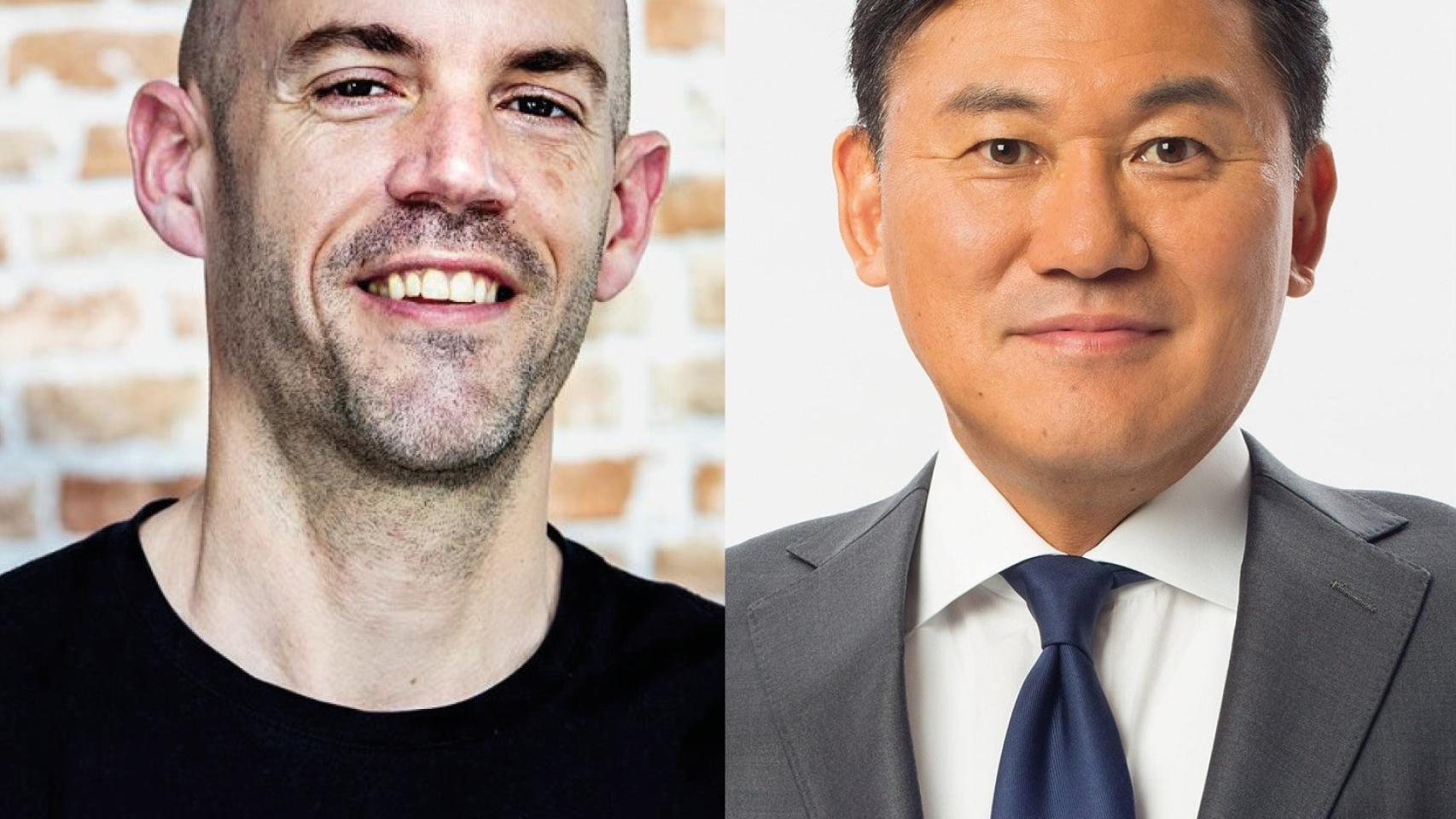 Juan de Antonio, fundador de Cabify (i), y Hiroshi Mitikani, dueño de Rakuten (d)