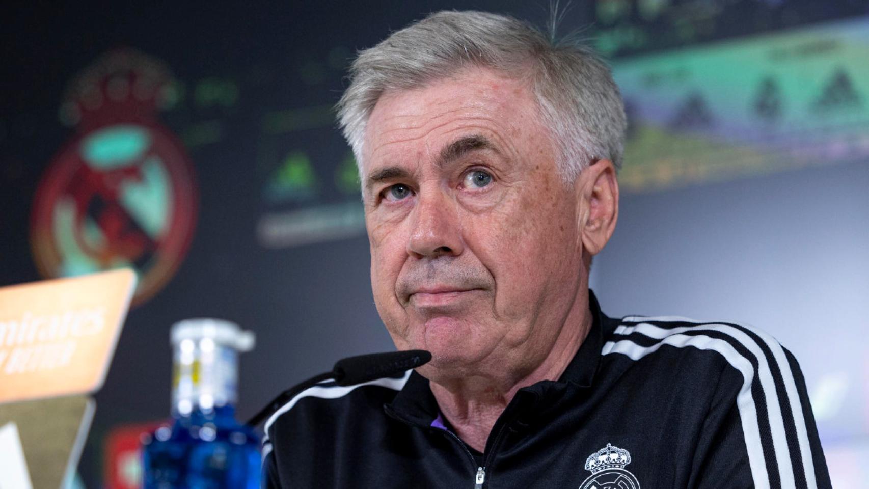 Carlo Ancelotti, en una rueda de prensa del Real Madrid