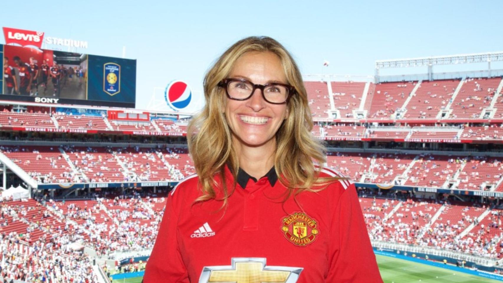 Julia Roberts, en una de sus visitas a Old Trafford