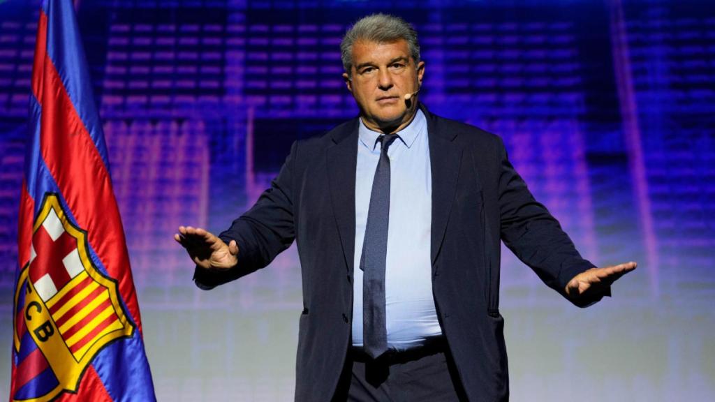 Joan Laporta en la presentación de la plataforma digital Barça Vision