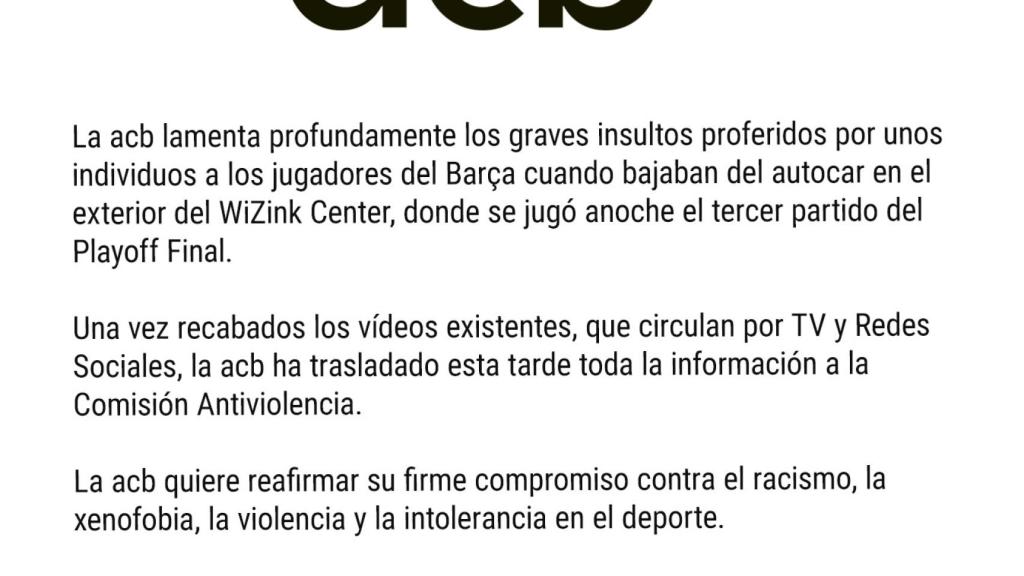 El comunicado de la ACB contra los insultos hacia James Nnaji