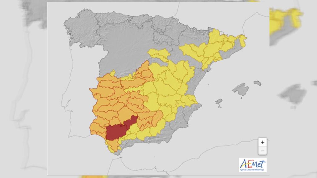 Mapa de avisos de la Aemet del 26 de Julio de 2023