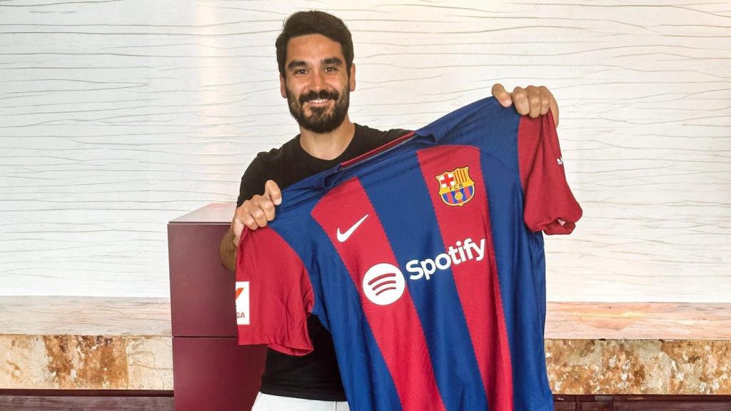 Ilkay Gundogan, celebrando su fichaje por el Barça / FCB