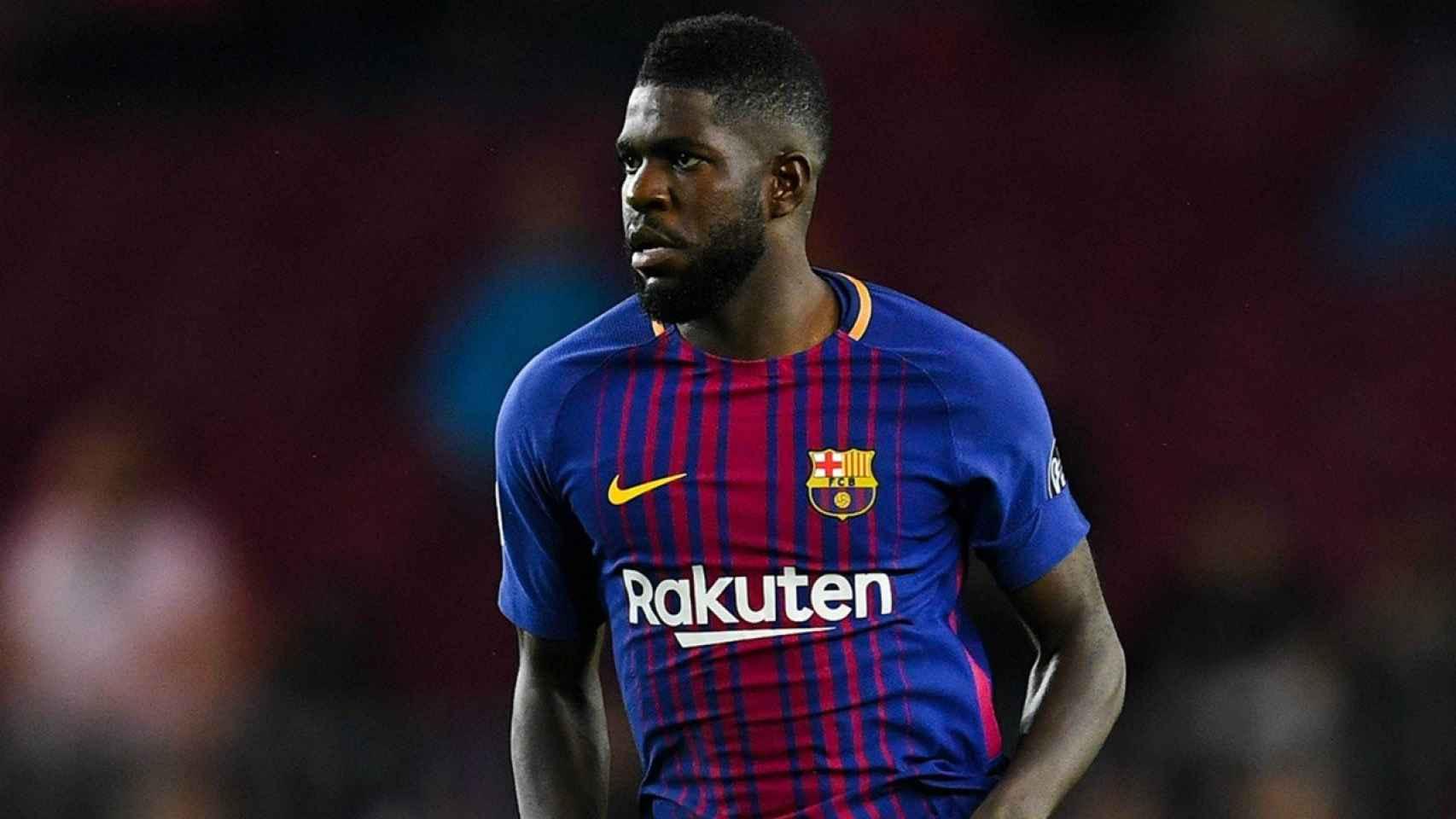 Umtiti en un partido con el Barça