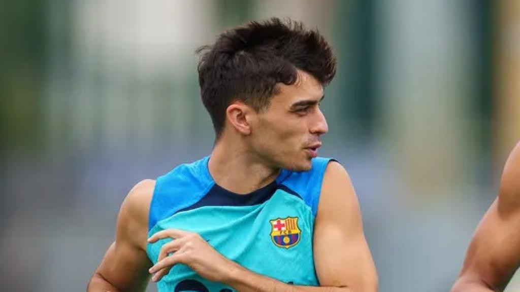 Pedri González y Ronald Araujo, juntos, durante un entrenamiento del Barça