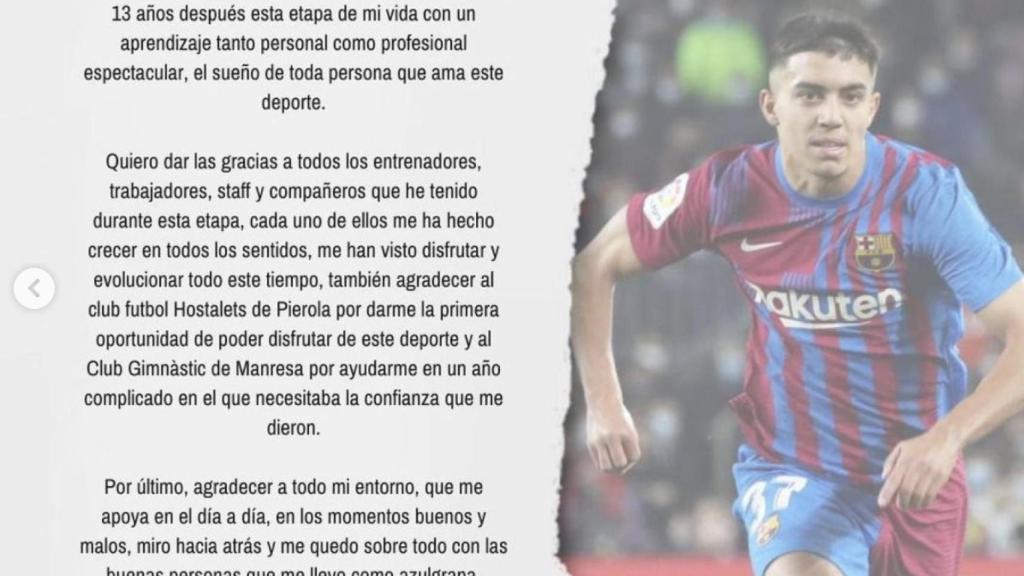 La emotiva carta de Ilias al Barça