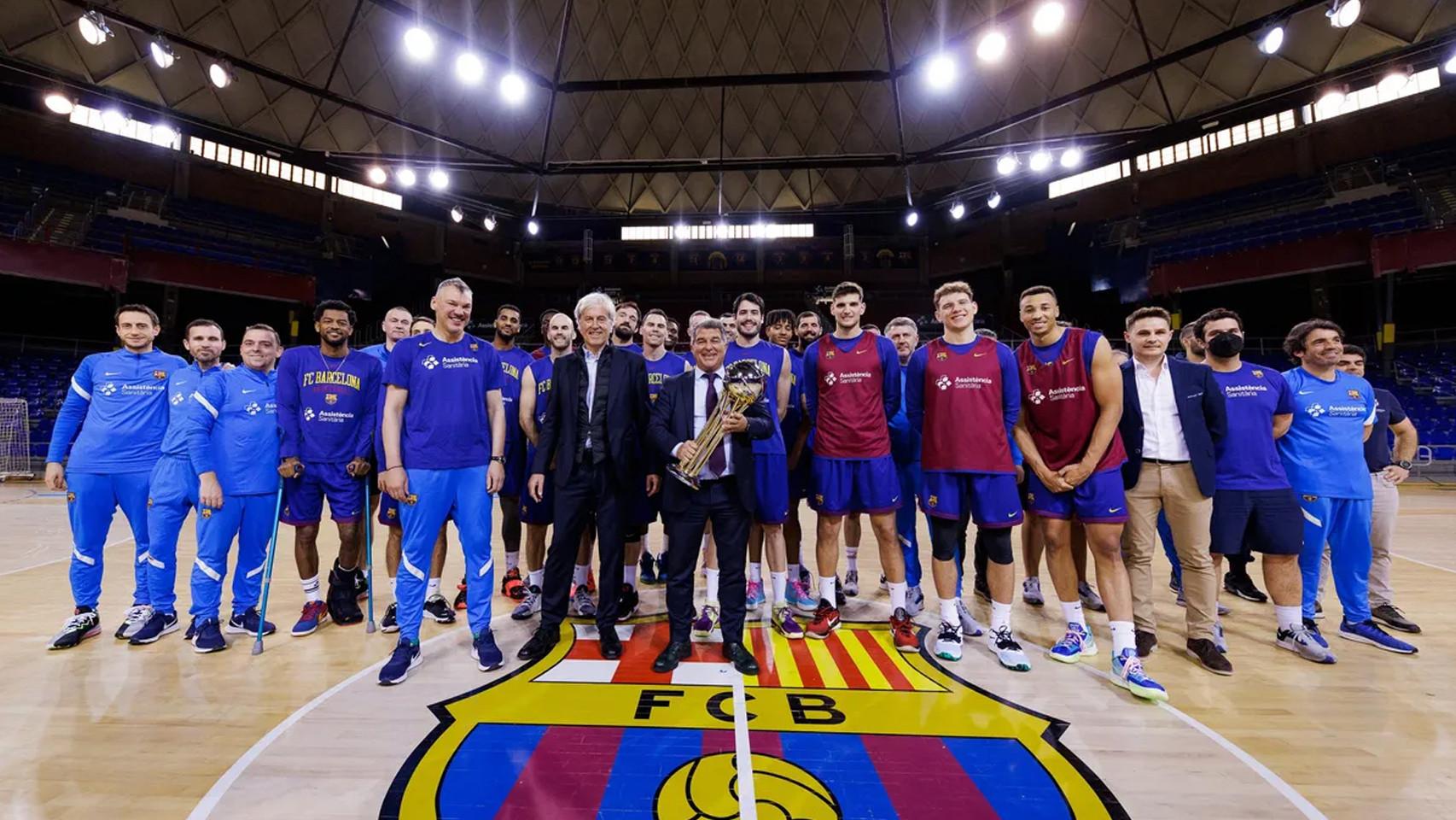 Laporta celebra un título del Barça de basket, dirigido por Jasikevicius