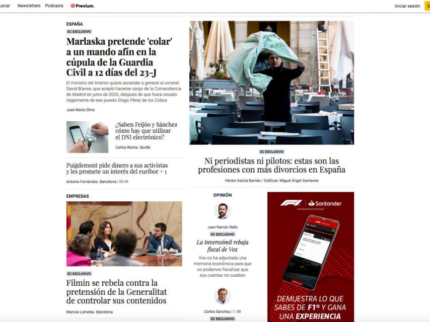 Portada de 'El Confidencial' de 10 de julio de 2023