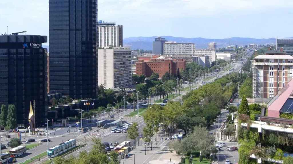 Vista aèria de l’avinguda Diagonal a l’alçada de Les Corts / BCN FILM COMISSION
