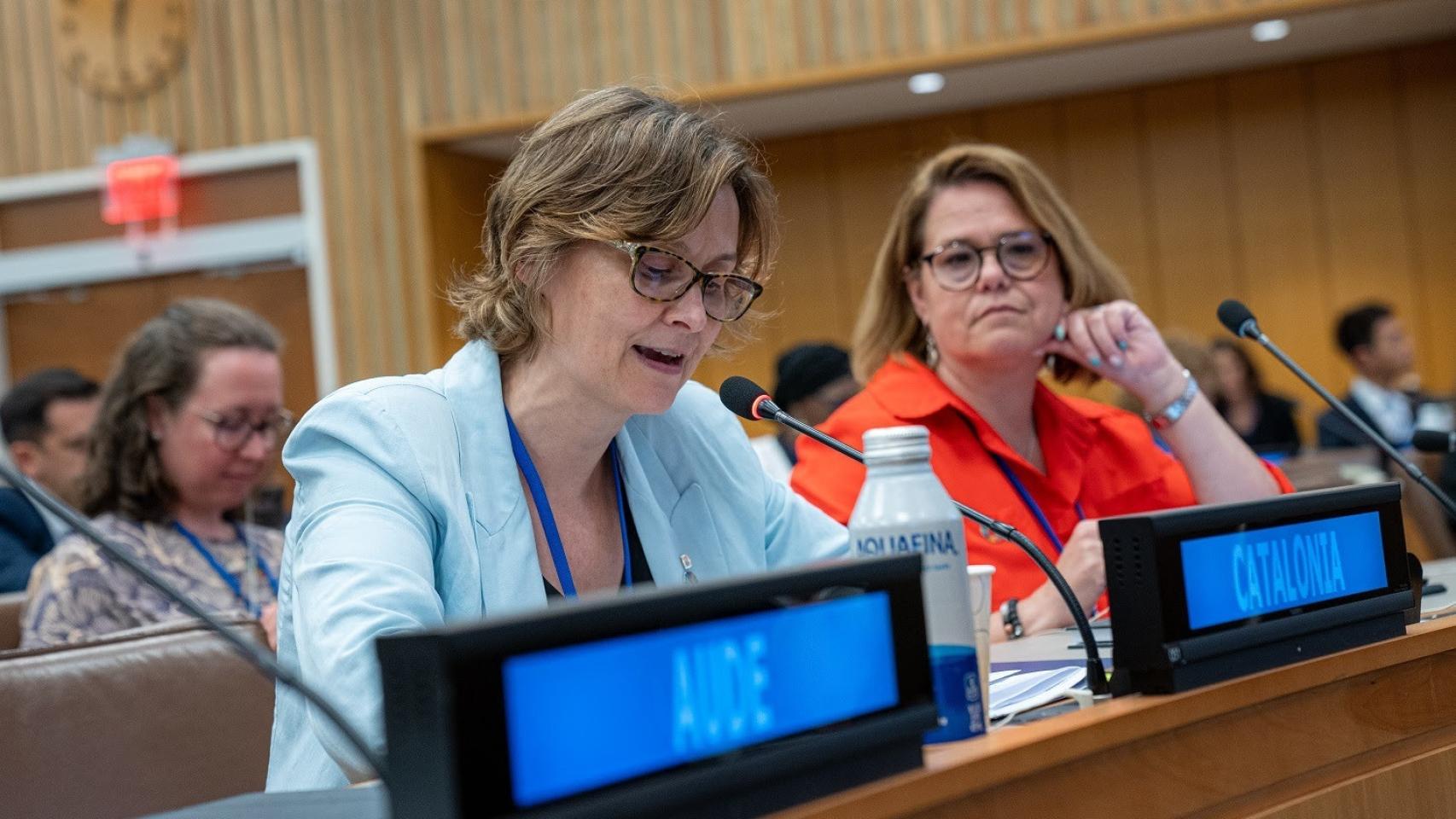 La 'consellera' de Acción Exterior y Unión Europea del Govern de la Generalitat, Meritxell Serret, en la sede de Naciones Unidas