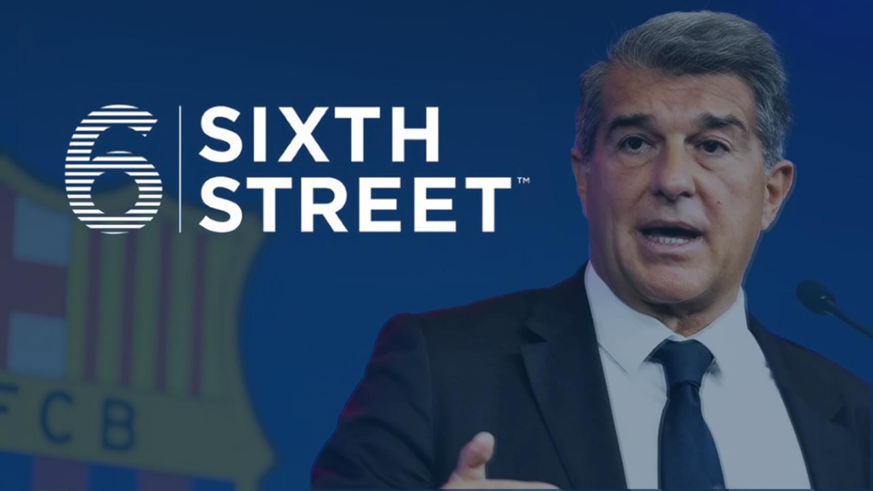Joan Laporta, en un fotomontaje con el logo de Sixth Street