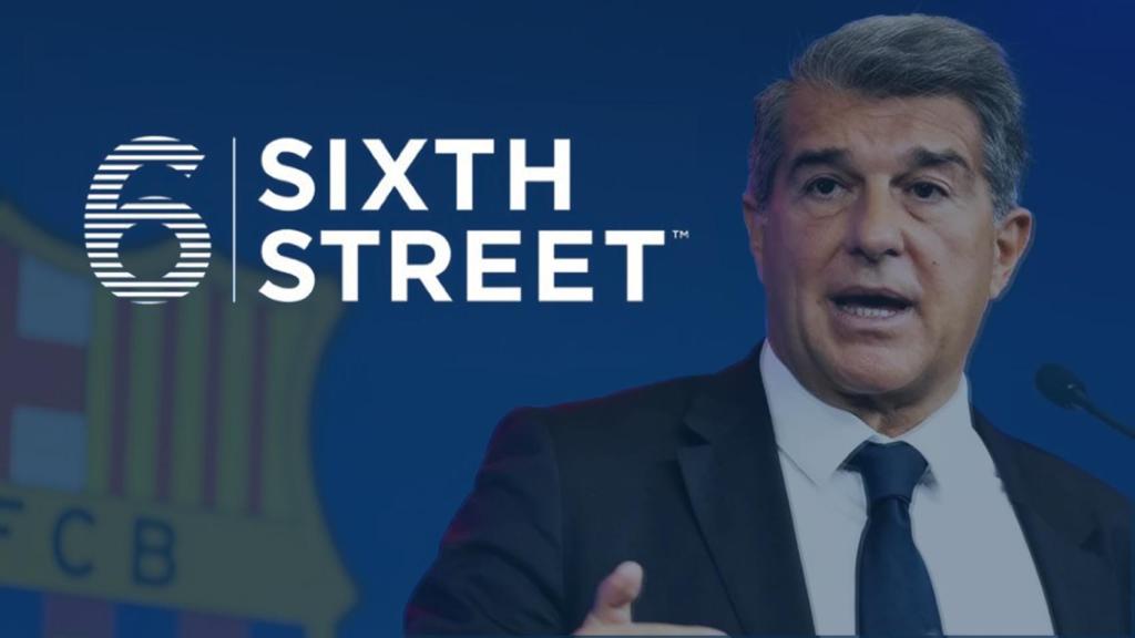 Joan Laporta, en un fotomontaje con el logo de Sixth Street