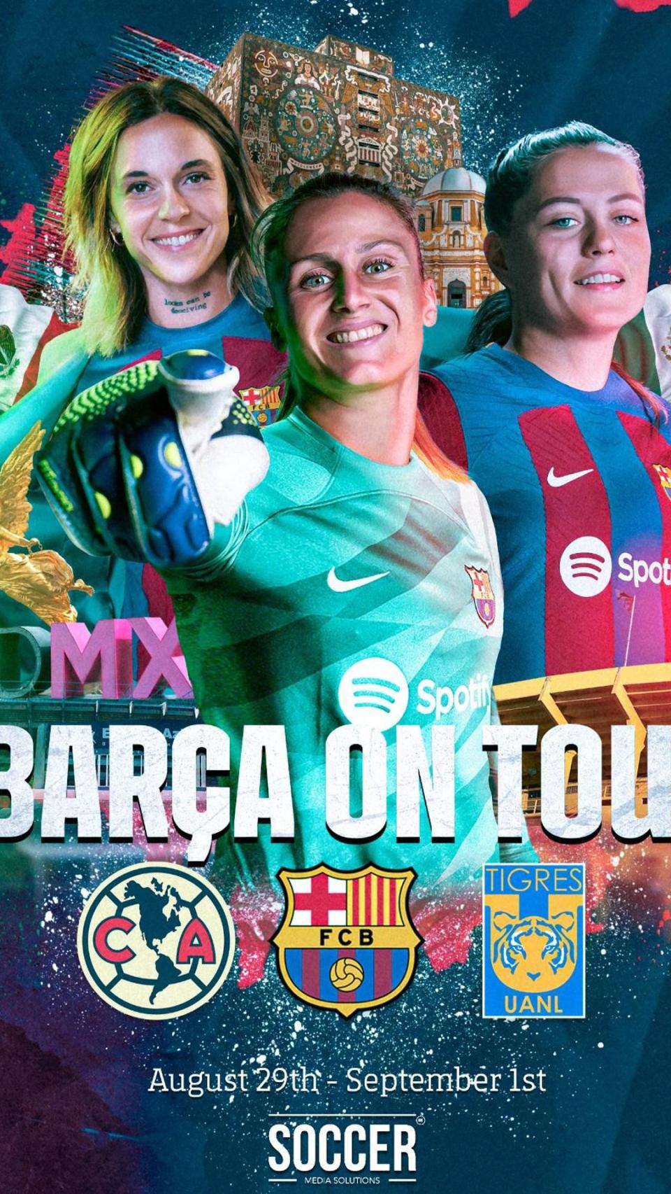 Mapi León, Claudia Pina y Sandra Paños, imagen de la pretemporada del Barça / FCB