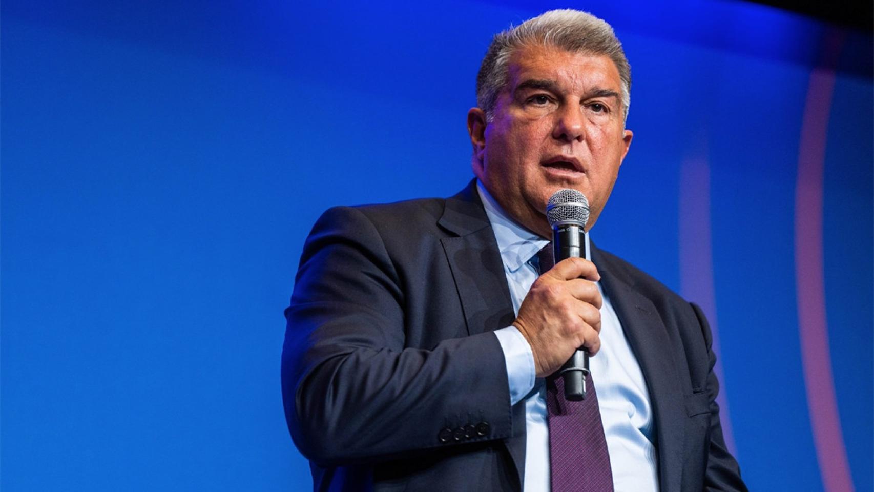 Joan Laporta, durante un acto de presentación del FC Barcelona / REDES