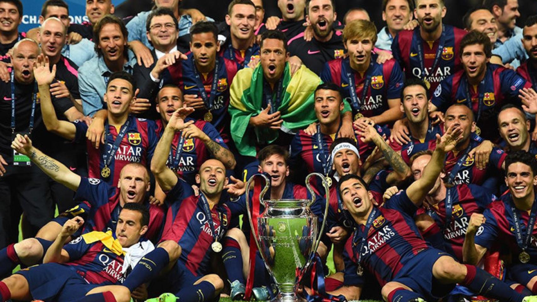 La euforia de los jugadores del Barça tras conquistar la Champions League 2014-15