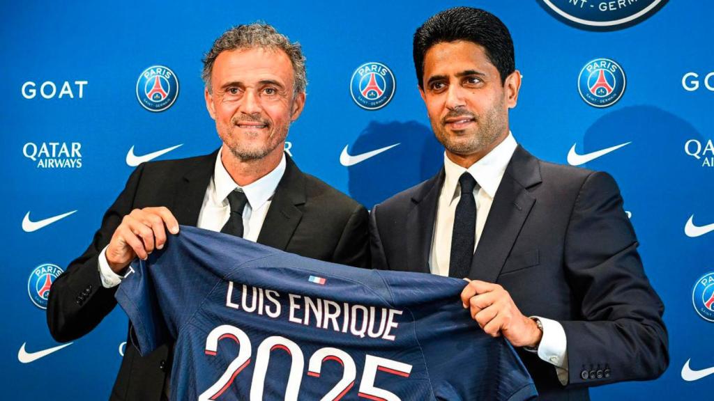 Luis Enrique, junto a Nasser Al-Khelaifi como nuevo entrenador del PSG / REDES