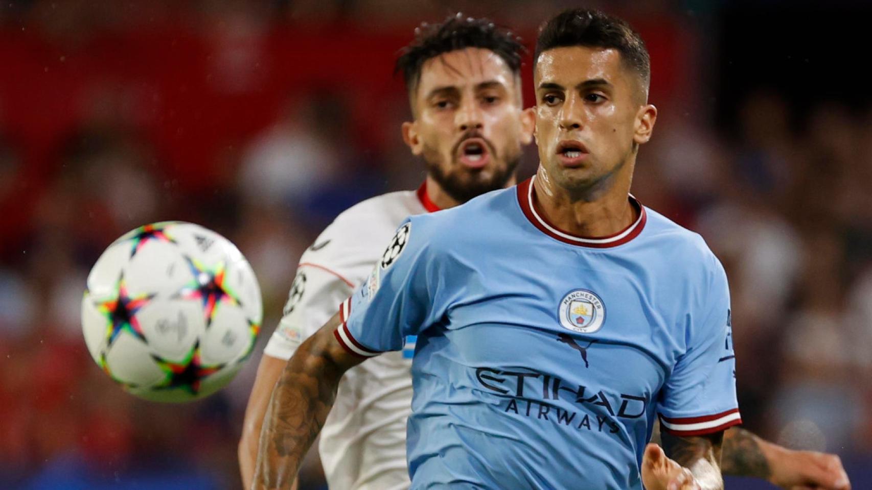 Joao Cancelo, en un partido de la Champions League 2022-23 con el Manchester City