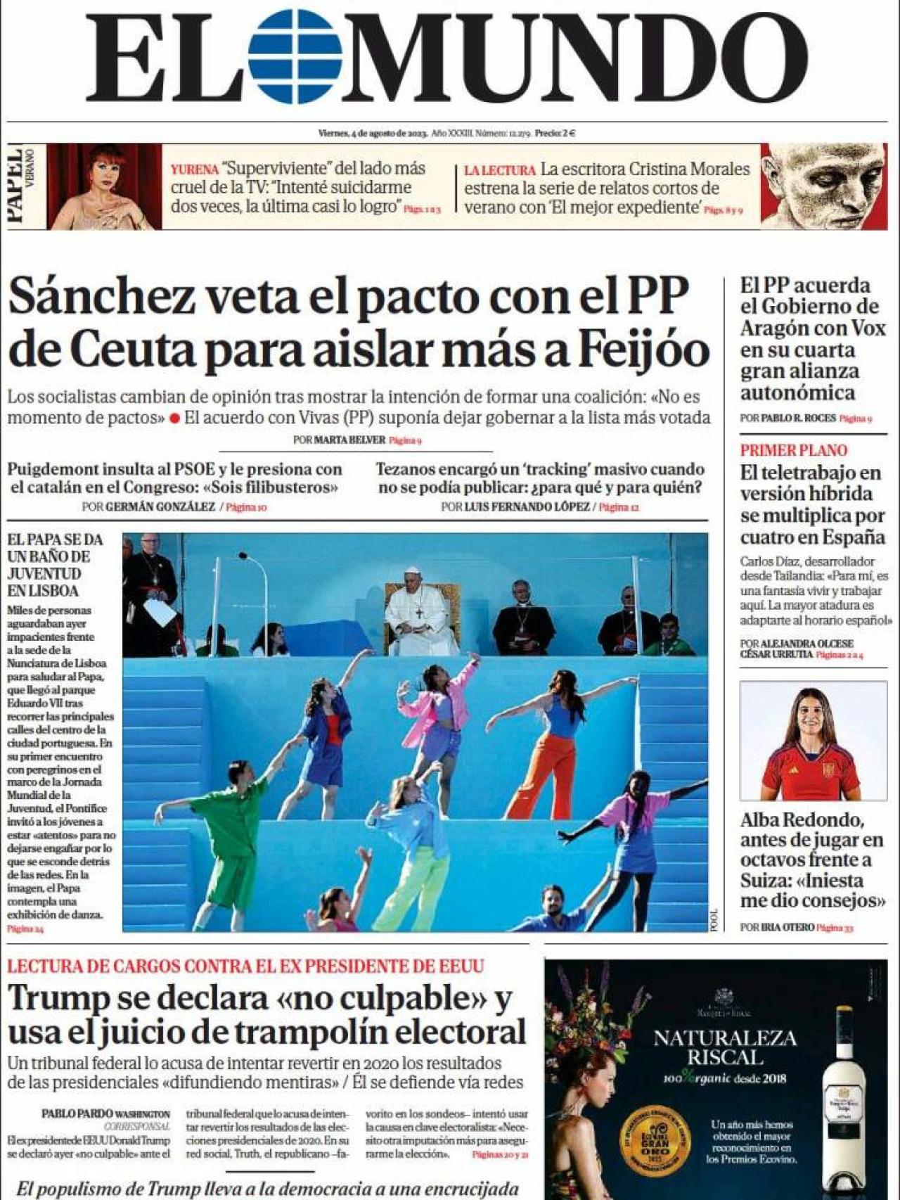 Portada de 'El Mundo' de 4 de agosto de 2023
