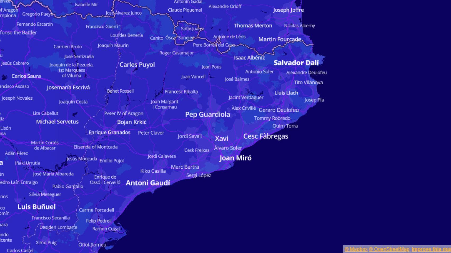 Mapa de famosos de Cataluña
