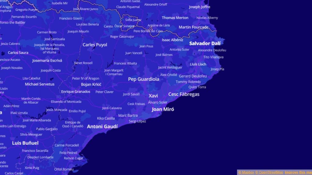 Mapa de famosos de Cataluña