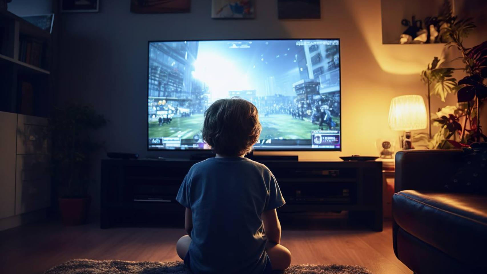 Niño mirando la tele