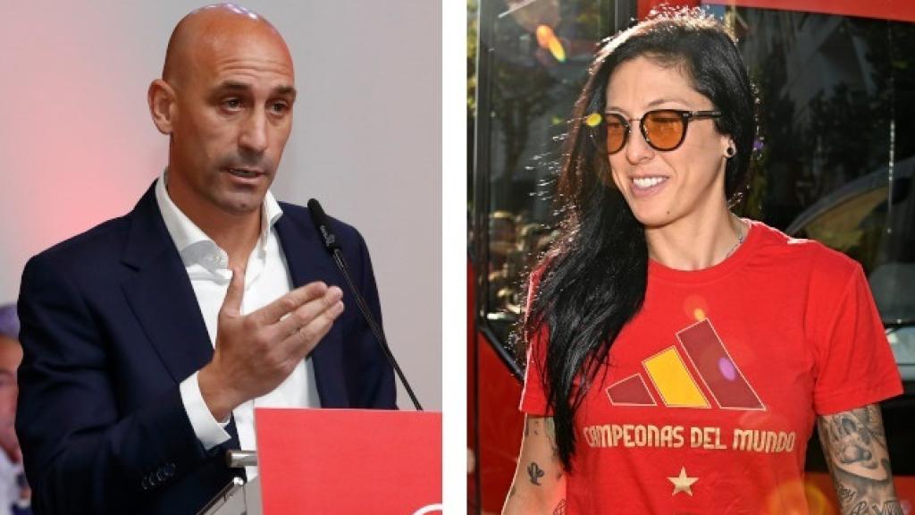Luis Rubiales en la Asamblea Extraordinaria de la RFEF y Jennifer Hermoso a su llegada a Madrid.