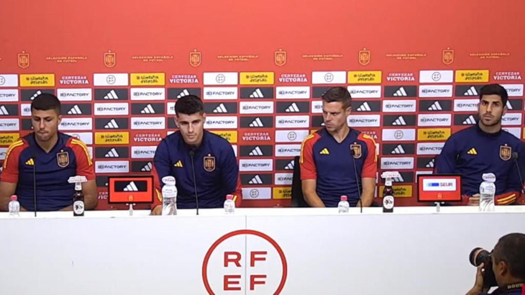 Rodri, Morata, Azpilicueta y Asensio, capitanes de España, en una rueda de prensa