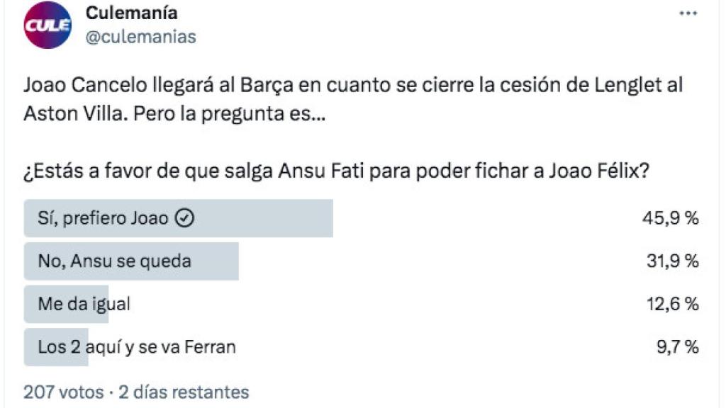 Encuesta de Culemanía sobre el fichaje de Joao Félix y la salida de Ansu Fati