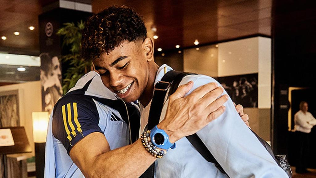 Lamine Yamal, en su llegada a la concentración de la selección española