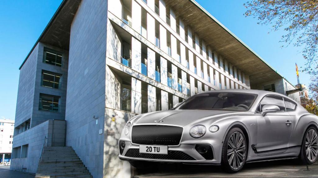 Imagen de los Juzgados de Girona y un Bentley Continental, el que conducía el detenido