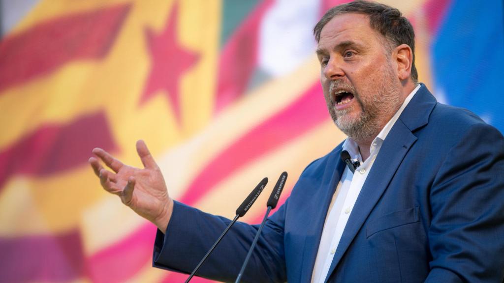 El presidente de ERC Oriol Junqueras, durante un mitin para las elecciones del 23J