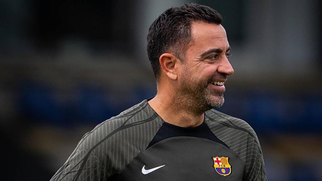 Xavi Hernández, durante una sesión de entrenamiento con el FC Barcelona