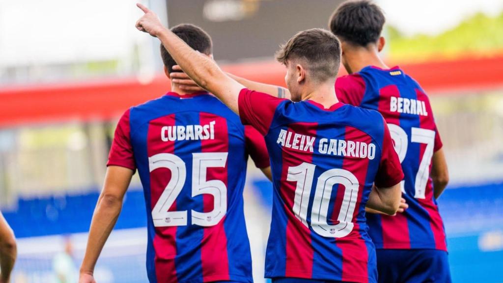 Aleix Garrido, celebrando el gol marcado contra el Fuenlabrada