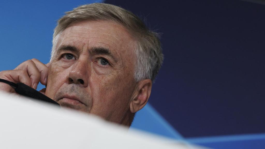 Carlo Ancelotti, durante una rueda de prensa en la previa de la Champions League