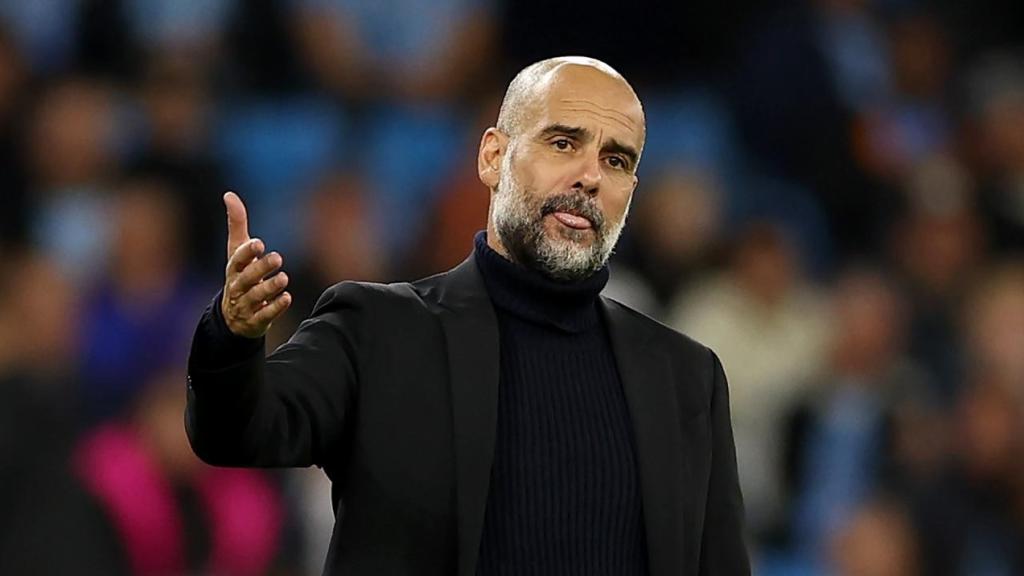 Pep Guardiola, durante el debut del Manchester City en Champions League