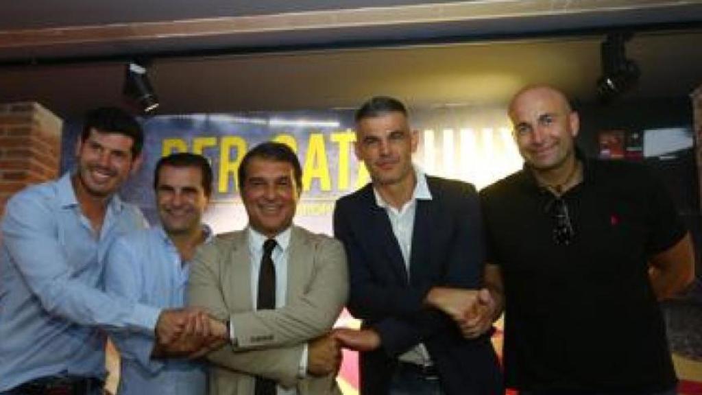 Joan Laporta, junto a Albert Luque y Enric Masip en su campaña a las elecciones del Barça de 2015
