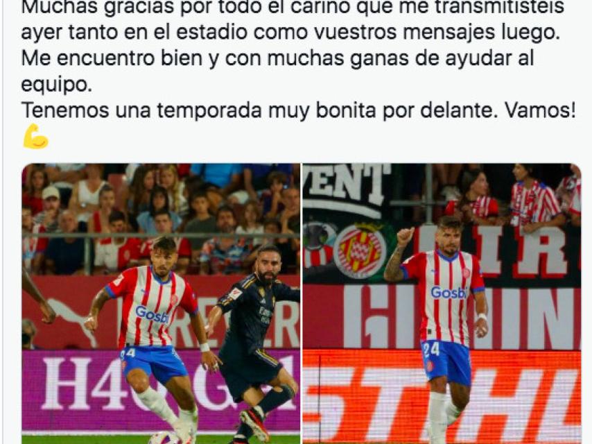 Mensaje en Twitter de Portu