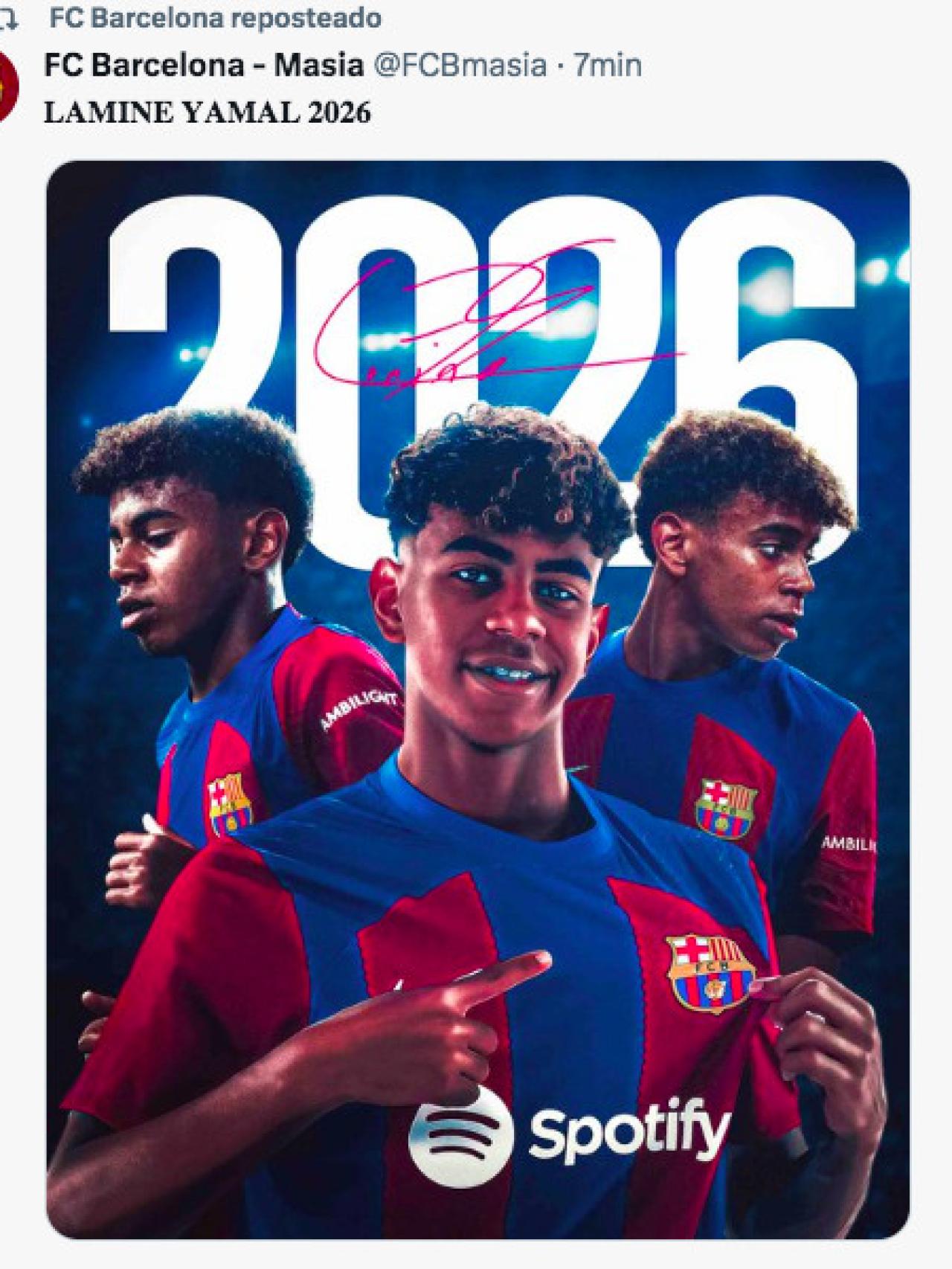 El Barça anuncia la renovación de Yamal