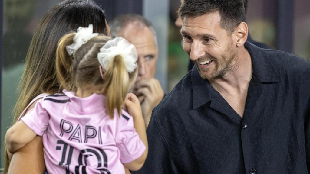 Leo Messi, junto a su familia antes de un partido con el Inter Miami