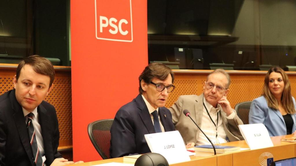 Salvador Illa en la sede de los Socialistas Europeos en Bruselas