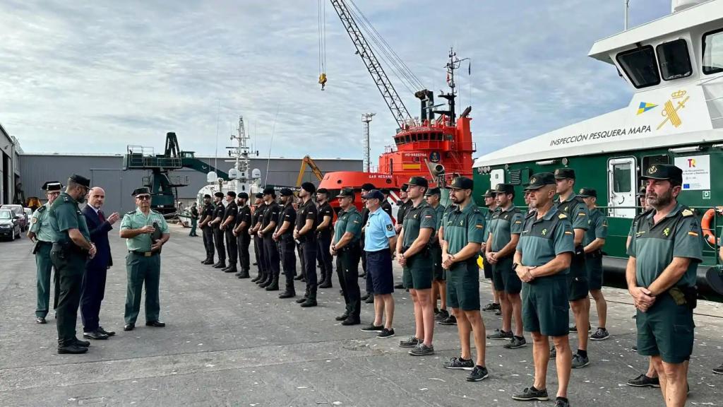 La Guardia Civil, con el coronel Pizarro al fondo, en el dispositivo de la Copa América