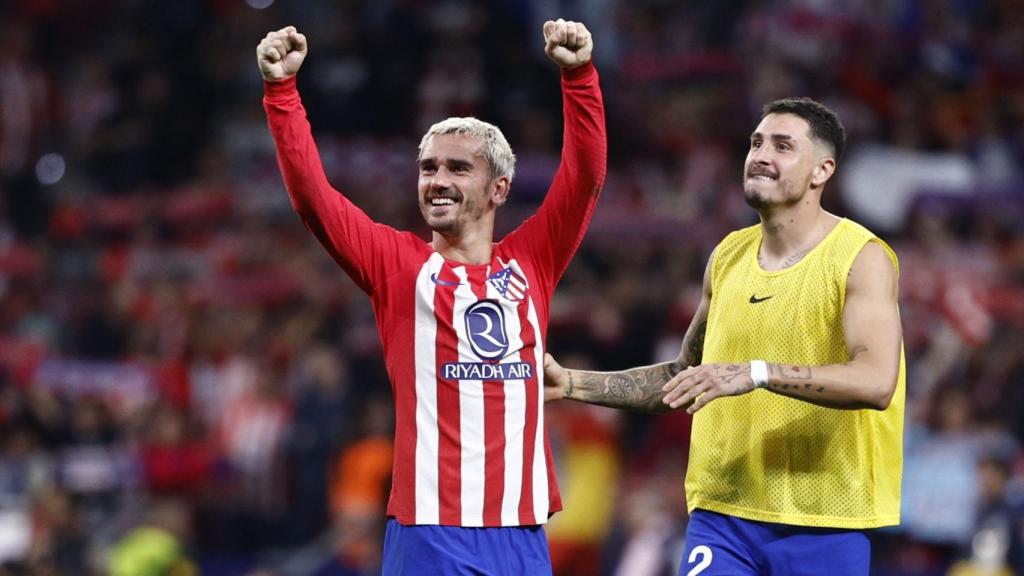 Griezmann festeja un gol anotado con el Atlético de Madrid